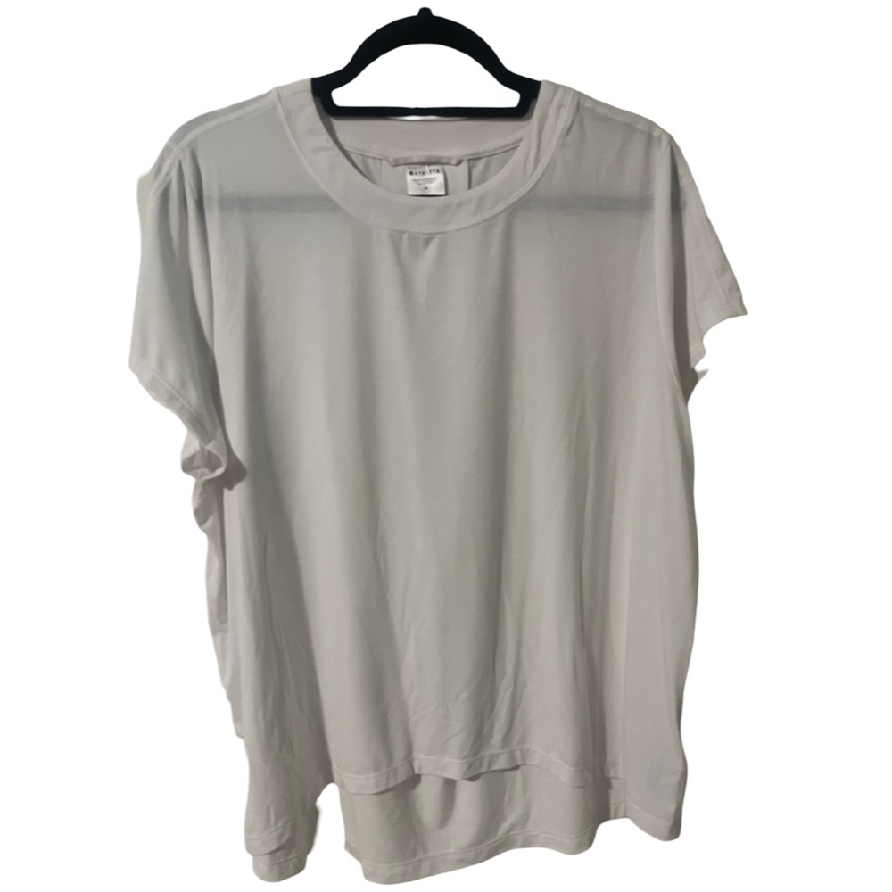 Athleta with Ease Tee Yoga Practice Shirt White Workout Size Medium S/533409-00